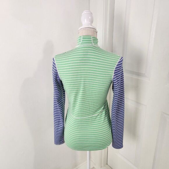 Patagonia Top Womens XS Green Striped Capilene 3 Midweight 1/4 Zip Baselayer - Picture 8 of 15